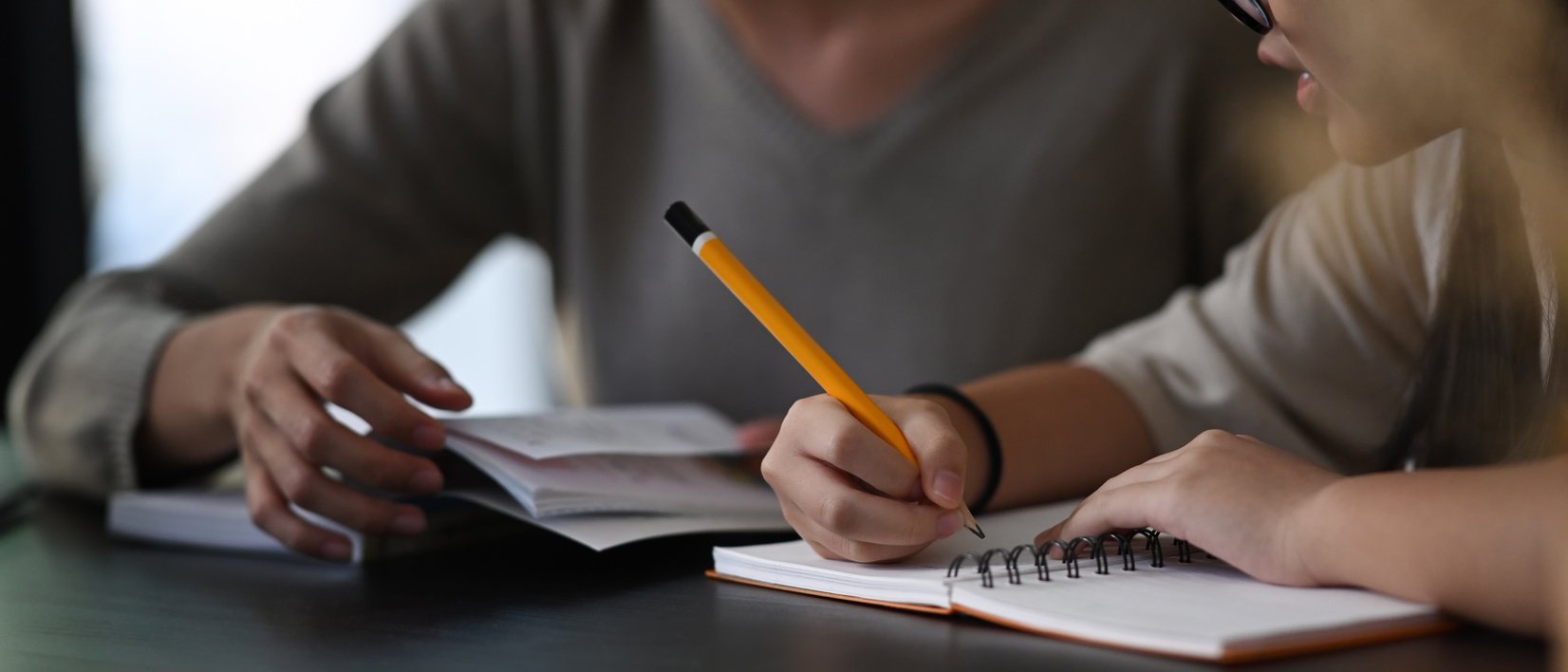 Female Private Tutor Helping Young Student Doing Homework . Tuto